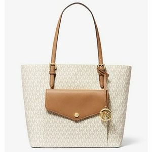 Michael kors jet set large logo pocket tote